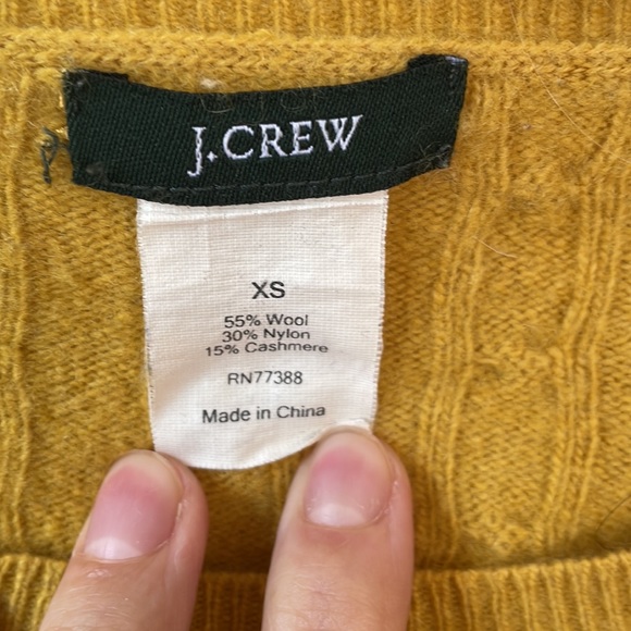 J. Crew XS Cable Knit Wool Sweater Mustard - Picture 2 of 3